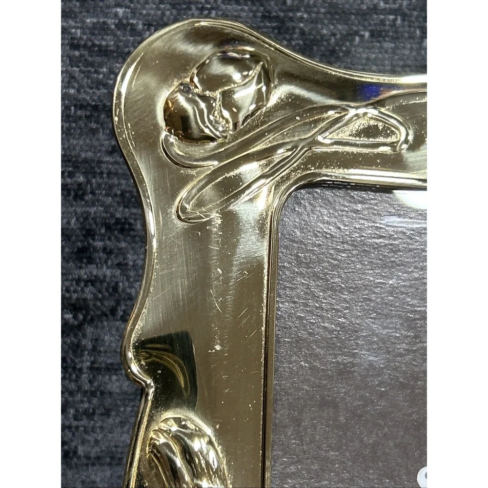 Vintage LEGO Solid Brass 3.5x5 Floral Art Nouveau Picture Frame Korea